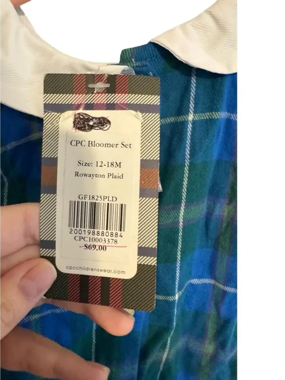 CPC Childrenswear Rowayton Plaid Bloomer Set Girls 12-18M Blue Green Outfit NWT